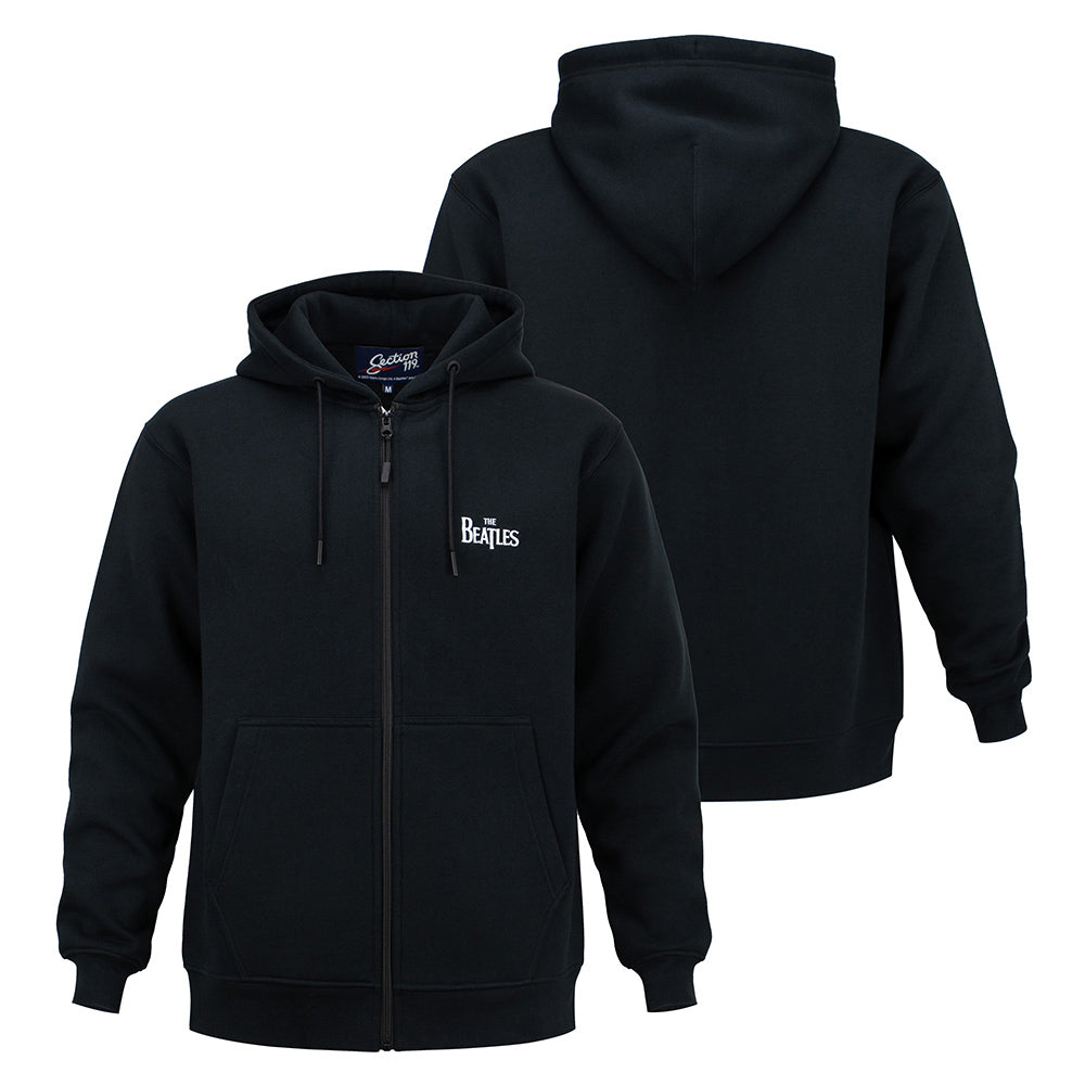 The Beatles Zip-Up Hoodie Black White Beatles Logo - Section 119