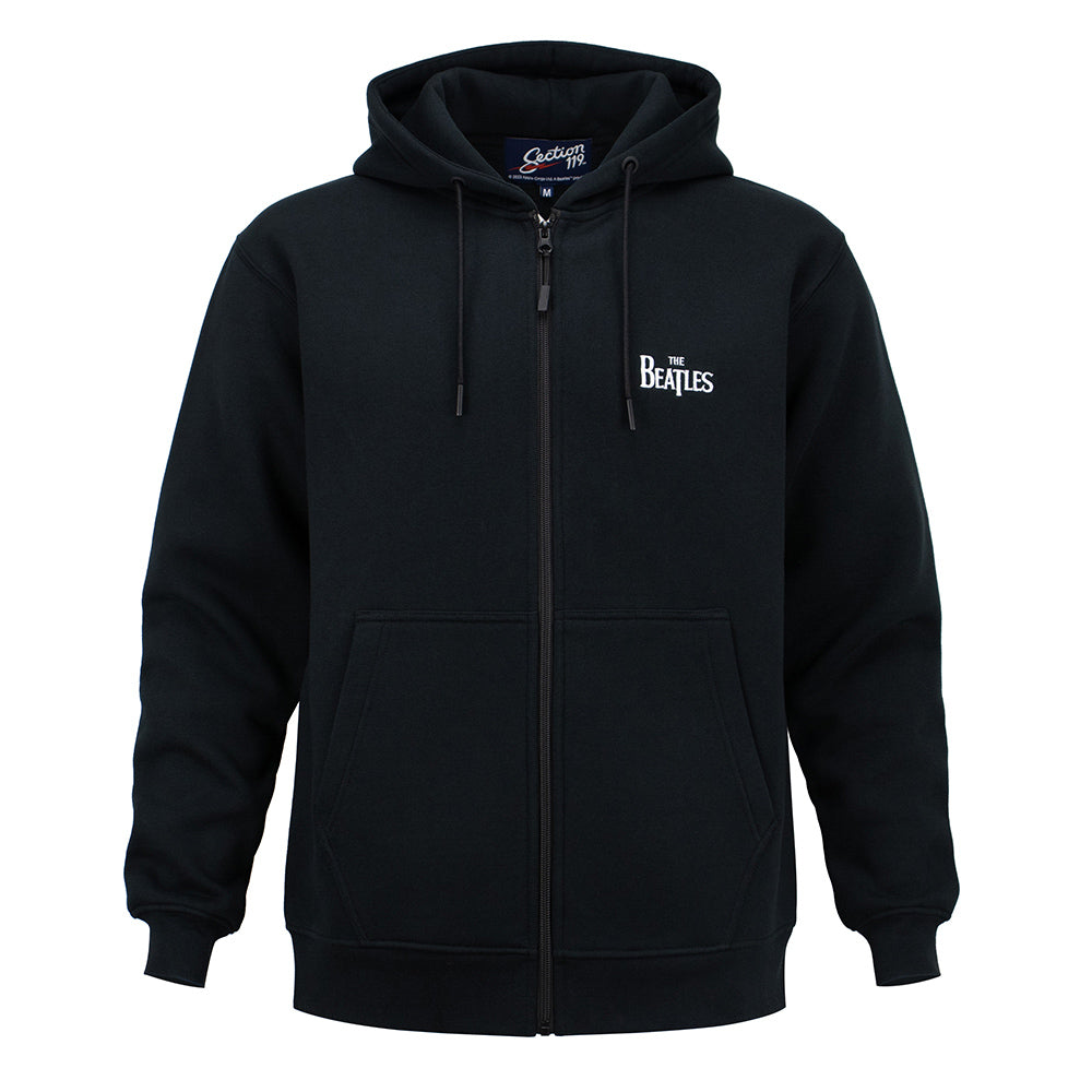 The Beatles Zip-Up Hoodie Black White Beatles Logo - Section 119