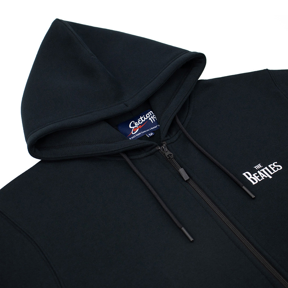 The Beatles Zip-Up Hoodie Black White Beatles Logo - Section 119