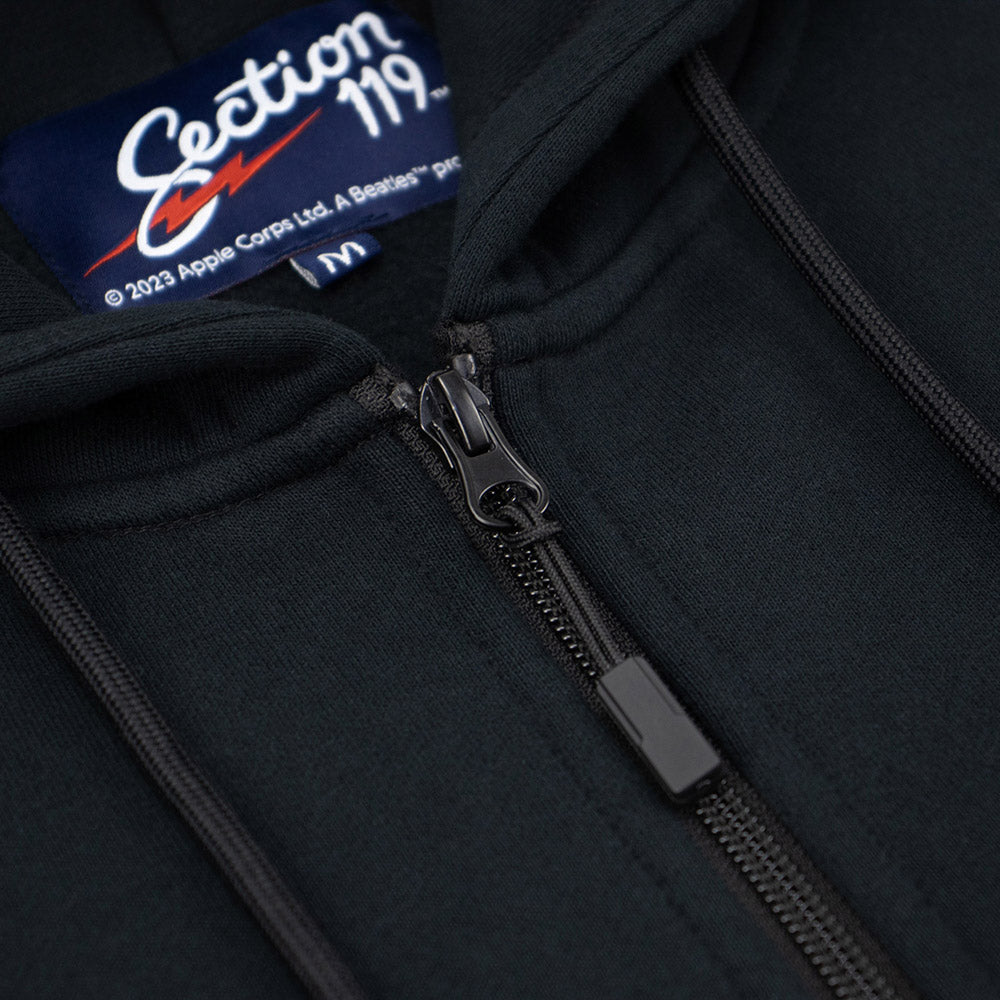 The Beatles Zip-Up Hoodie Black White Beatles Logo - Section 119