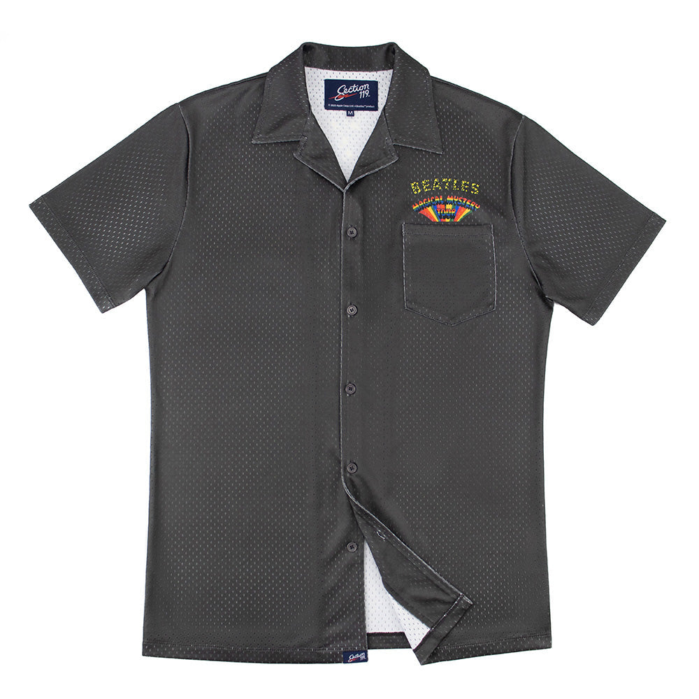 The Beatles Short Sleeve Button Down Mesh Black Magical Mystery Tour - Section 119