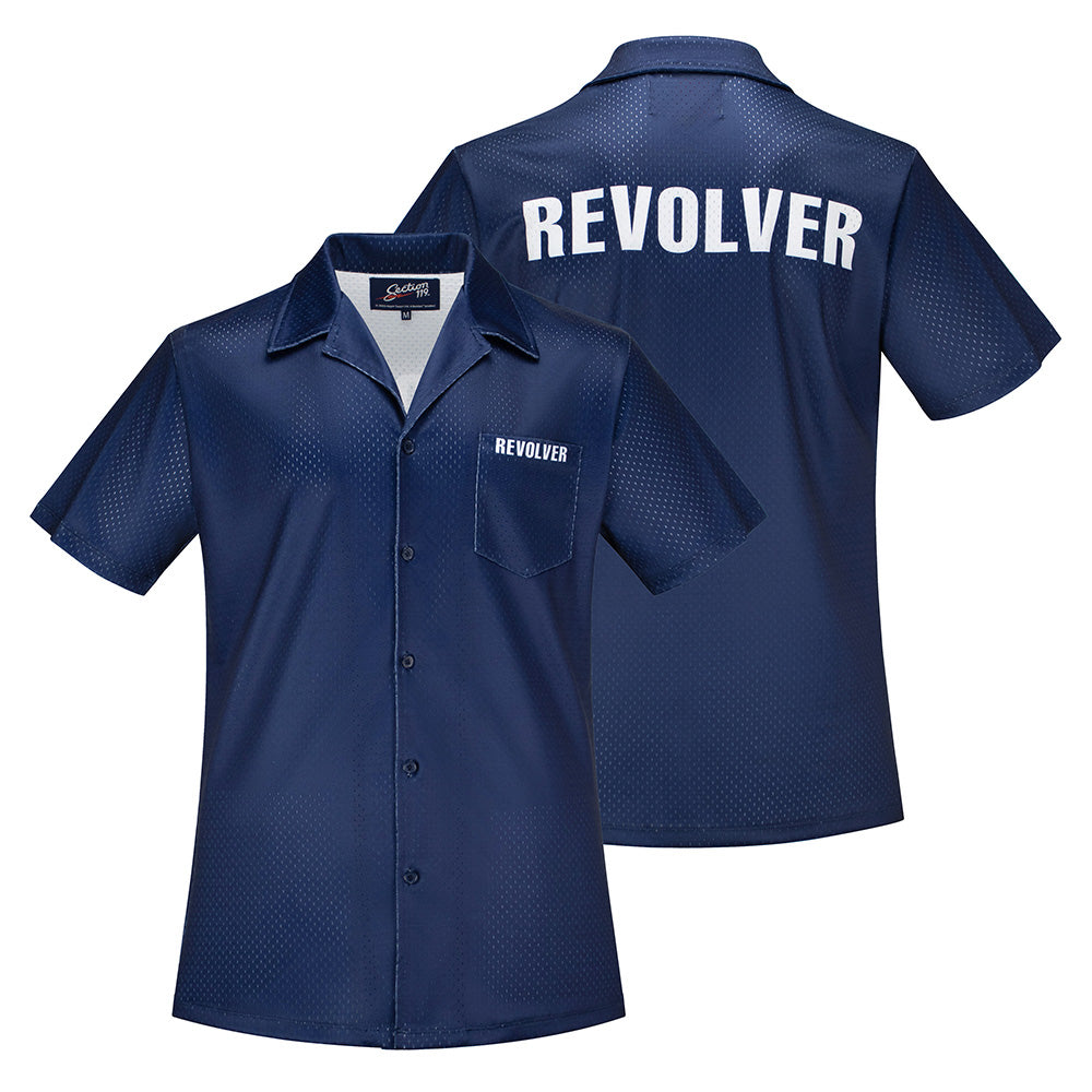 The Beatles Short Sleeve Button Down Mesh Navy Revolver - Section 119