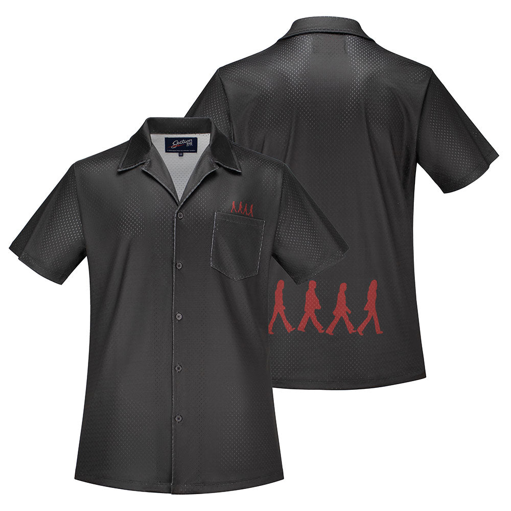 The Beatles Short Sleeve Button Down Mesh Black Abbey Road - Section 119