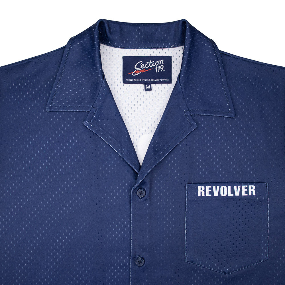 The Beatles Short Sleeve Button Down Mesh Navy Revolver - Section 119