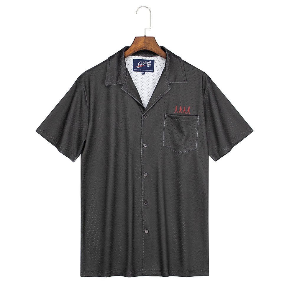 The Beatles Short Sleeve Button Down Mesh Black Abbey Road - Section 119