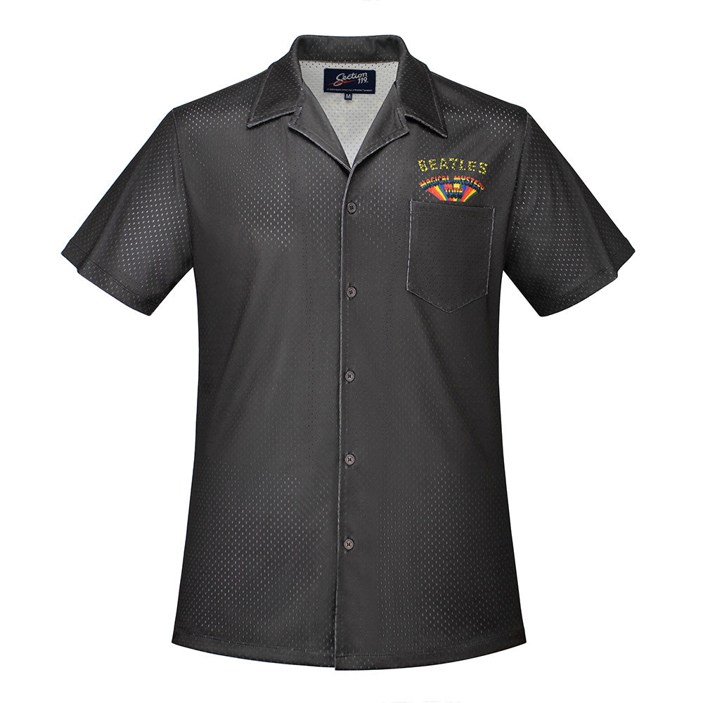 The Beatles Short Sleeve Button Down Mesh Black Magical Mystery Tour - Section 119