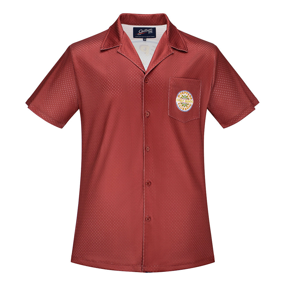The Beatles Short Sleeve Button Down Mesh Red Sgt. Peppers - Section 119