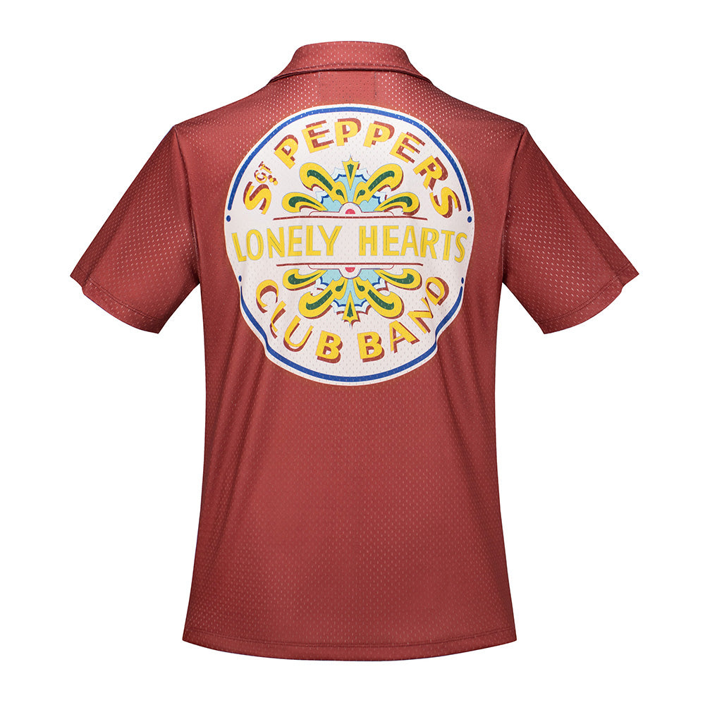 The Beatles Short Sleeve Button Down Mesh Red Sgt. Peppers - Section 119