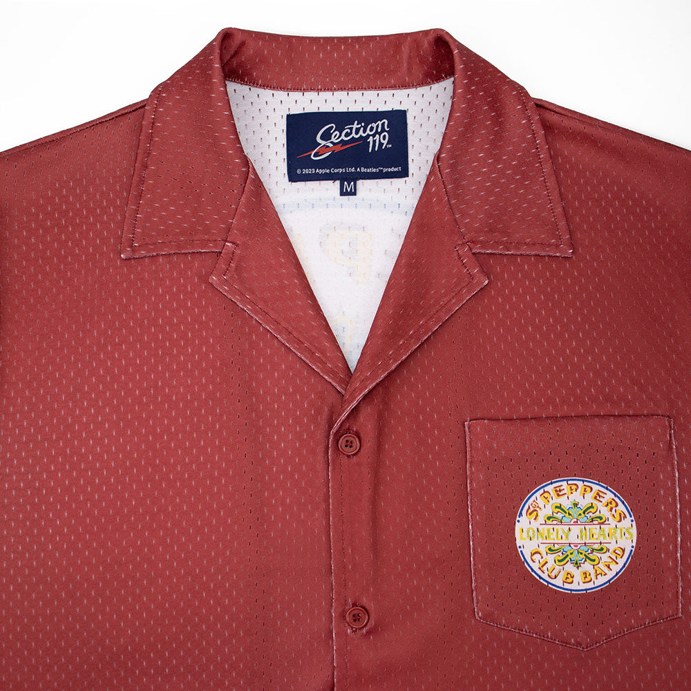The Beatles Short Sleeve Button Down Mesh Red Sgt. Peppers - Section 119