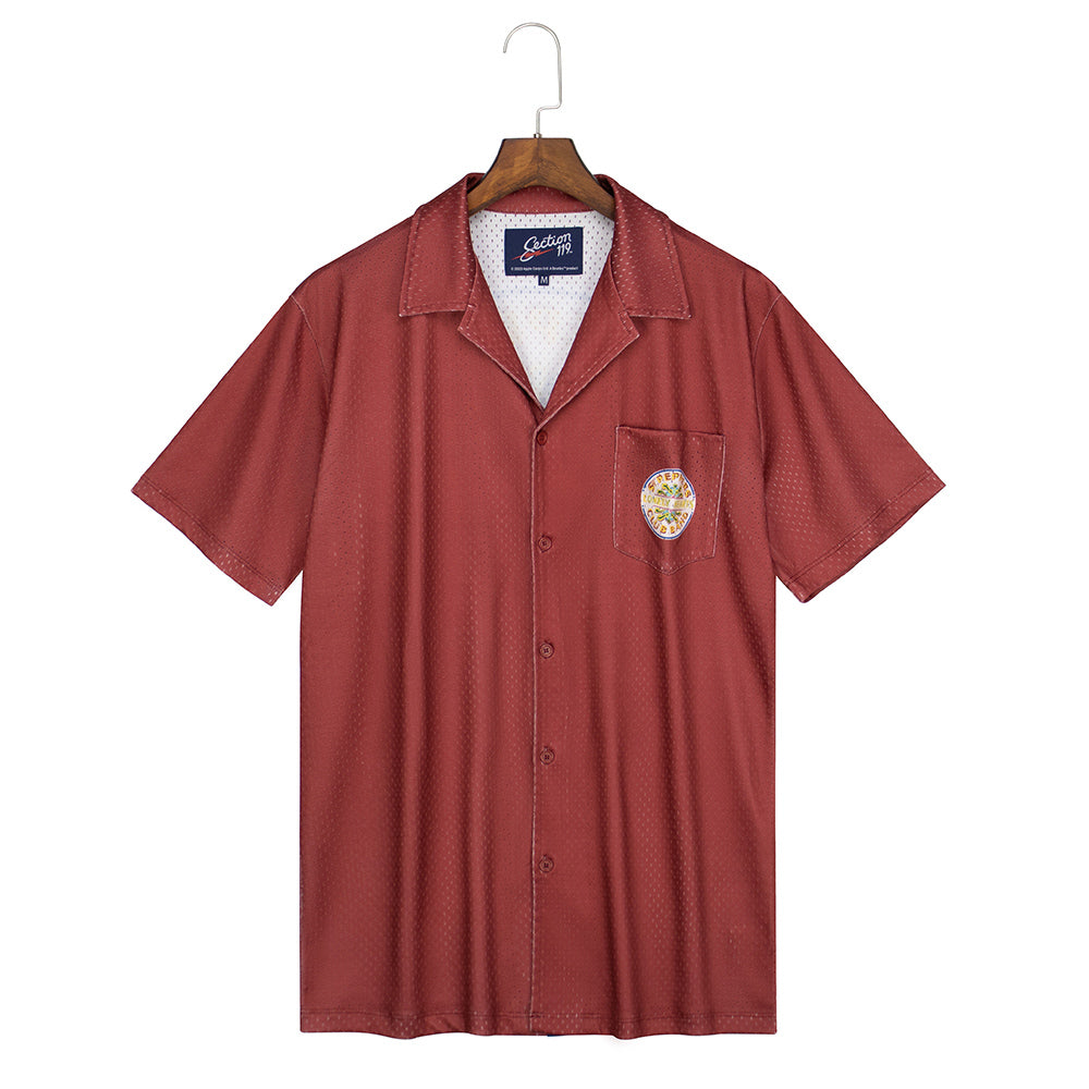The Beatles Short Sleeve Button Down Mesh Red Sgt. Peppers - Section 119