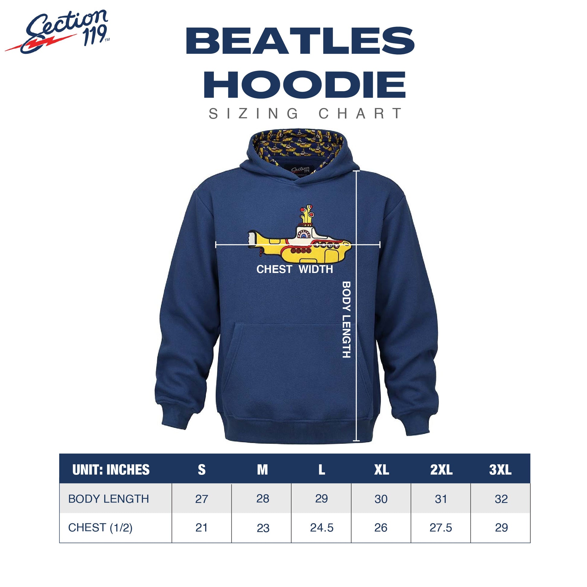 The Beatles Hoodie Blue Yellow Submarine - Section 119