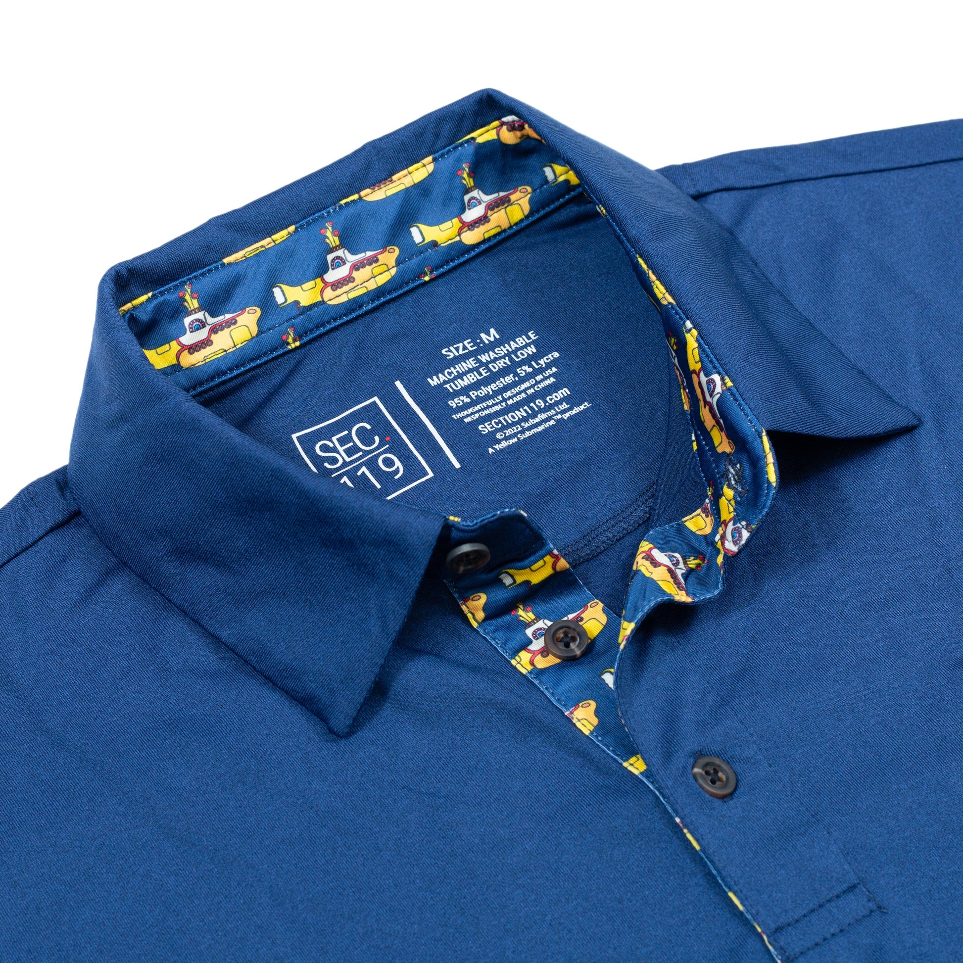 The Beatles Navy Yellow Submarine Dry Fit Polo - Section 119